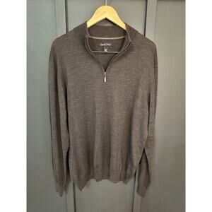 Kenneth Roberts Platinum 100% Wool Sweater Men's Large Pullover Brown 1/4 Zip
